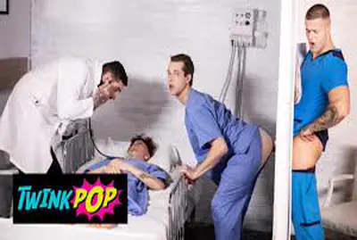 twinkpop---twink-nurse-benjamin-blue-sucks-clark-delgaty's-big-cock-through-a-gloryhole
